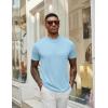 image:imageCOOFANDY Mens Mock Turtleneck T Shirt Short Sleeve Slim Fit Basic Casual Solid Color Pullover TeeAlight Blue