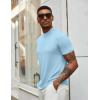 image:imageCOOFANDY Mens Mock Turtleneck T Shirt Short Sleeve Slim Fit Basic Casual Solid Color Pullover TeeAlight Blue