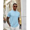 image:imageCOOFANDY Mens Mock Turtleneck T Shirt Short Sleeve Slim Fit Basic Casual Solid Color Pullover TeeAlight Blue