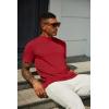 image:imageCOOFANDY Mens Mock Turtleneck T Shirt Short Sleeve Slim Fit Basic Casual Solid Color Pullover TeeAwine Red