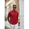 image:imageCOOFANDY Mens Mock Turtleneck T Shirt Short Sleeve Slim Fit Basic Casual Solid Color Pullover TeeAwine Red