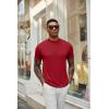 image:imageCOOFANDY Mens Mock Turtleneck T Shirt Short Sleeve Slim Fit Basic Casual Solid Color Pullover TeeAwine Red