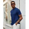 image:imageCOOFANDY Mens Mock Turtleneck T Shirt Short Sleeve Slim Fit Basic Casual Solid Color Pullover TeeDark Blue