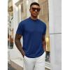 image:imageCOOFANDY Mens Mock Turtleneck T Shirt Short Sleeve Slim Fit Basic Casual Solid Color Pullover TeeDark Blue