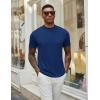 image:imageCOOFANDY Mens Mock Turtleneck T Shirt Short Sleeve Slim Fit Basic Casual Solid Color Pullover TeeDark Blue