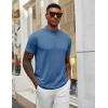 image:imageCOOFANDY Mens Mock Turtleneck T Shirt Short Sleeve Slim Fit Basic Casual Solid Color Pullover TeeDenim Blue