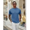 image:imageCOOFANDY Mens Mock Turtleneck T Shirt Short Sleeve Slim Fit Basic Casual Solid Color Pullover TeeDenim Blue
