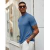 image:imageCOOFANDY Mens Mock Turtleneck T Shirt Short Sleeve Slim Fit Basic Casual Solid Color Pullover TeeDenim Blue