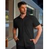 image:imageCOOFANDY Mens Muscle Fit Dress Shirts Stretch WrinkleFree Short Sleeve Casual Button Down ShirtsBlack