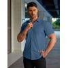 image:imageCOOFANDY Mens Muscle Fit Dress Shirts Stretch WrinkleFree Short Sleeve Casual Button Down ShirtsDark Blue
