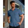 image:imageCOOFANDY Mens Muscle Fit Dress Shirts Stretch WrinkleFree Short Sleeve Casual Button Down ShirtsDark Blue