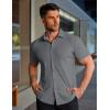 image:imageCOOFANDY Mens Muscle Fit Dress Shirts Stretch WrinkleFree Short Sleeve Casual Button Down ShirtsDark Grey
