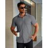image:imageCOOFANDY Mens Muscle Fit Dress Shirts Stretch WrinkleFree Short Sleeve Casual Button Down ShirtsDark Grey