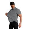 image:imageCOOFANDY Mens Muscle Fit Dress Shirts Stretch WrinkleFree Short Sleeve Casual Button Down ShirtsDark Grey