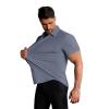 image:imageCOOFANDY Mens Muscle Fit Dress Shirts Stretch WrinkleFree Short Sleeve Casual Button Down ShirtsDeep Blue Sea
