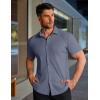 image:imageCOOFANDY Mens Muscle Fit Dress Shirts Stretch WrinkleFree Short Sleeve Casual Button Down ShirtsDeep Blue Sea