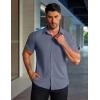 image:imageCOOFANDY Mens Muscle Fit Dress Shirts Stretch WrinkleFree Short Sleeve Casual Button Down ShirtsDeep Blue Sea