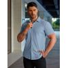 image:imageCOOFANDY Mens Muscle Fit Dress Shirts Stretch WrinkleFree Short Sleeve Casual Button Down ShirtsHaze Blue