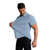 image:imageCOOFANDY Mens Muscle Fit Dress Shirts Stretch WrinkleFree Short Sleeve Casual Button Down ShirtsHaze Blue