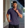 image:imageCOOFANDY Mens Muscle Fit Dress Shirts Stretch WrinkleFree Short Sleeve Casual Button Down ShirtsIndigo
