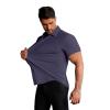 image:imageCOOFANDY Mens Muscle Fit Dress Shirts Stretch WrinkleFree Short Sleeve Casual Button Down ShirtsIndigo