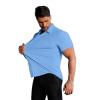image:imageCOOFANDY Mens Muscle Fit Dress Shirts Stretch WrinkleFree Short Sleeve Casual Button Down ShirtsLight Blue