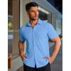 image:imageCOOFANDY Mens Muscle Fit Dress Shirts Stretch WrinkleFree Short Sleeve Casual Button Down ShirtsLight Blue