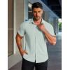 image:imageCOOFANDY Mens Muscle Fit Dress Shirts Stretch WrinkleFree Short Sleeve Casual Button Down ShirtsLight Green
