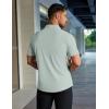 image:imageCOOFANDY Mens Muscle Fit Dress Shirts Stretch WrinkleFree Short Sleeve Casual Button Down ShirtsLight Green