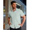 image:imageCOOFANDY Mens Muscle Fit Dress Shirts Stretch WrinkleFree Short Sleeve Casual Button Down ShirtsLight Green