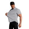 image:imageCOOFANDY Mens Muscle Fit Dress Shirts Stretch WrinkleFree Short Sleeve Casual Button Down ShirtsLight Grey