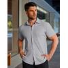 image:imageCOOFANDY Mens Muscle Fit Dress Shirts Stretch WrinkleFree Short Sleeve Casual Button Down ShirtsLight Grey