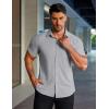 image:imageCOOFANDY Mens Muscle Fit Dress Shirts Stretch WrinkleFree Short Sleeve Casual Button Down ShirtsLight Grey