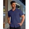 image:imageCOOFANDY Mens Muscle Fit Dress Shirts Stretch WrinkleFree Short Sleeve Casual Button Down ShirtsNavy Blue