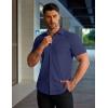 image:imageCOOFANDY Mens Muscle Fit Dress Shirts Stretch WrinkleFree Short Sleeve Casual Button Down ShirtsNavy Blue