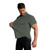 image:imageCOOFANDY Mens Muscle Fit Dress Shirts Stretch WrinkleFree Short Sleeve Casual Button Down ShirtsOlive Green