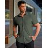 image:imageCOOFANDY Mens Muscle Fit Dress Shirts Stretch WrinkleFree Short Sleeve Casual Button Down ShirtsOlive Green