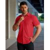image:imageCOOFANDY Mens Muscle Fit Dress Shirts Stretch WrinkleFree Short Sleeve Casual Button Down ShirtsRed
