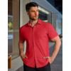 image:imageCOOFANDY Mens Muscle Fit Dress Shirts Stretch WrinkleFree Short Sleeve Casual Button Down ShirtsRed