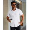 image:imageCOOFANDY Mens Muscle Fit Dress Shirts Stretch WrinkleFree Short Sleeve Casual Button Down ShirtsWhite