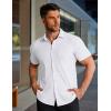 image:imageCOOFANDY Mens Muscle Fit Dress Shirts Stretch WrinkleFree Short Sleeve Casual Button Down ShirtsWhite