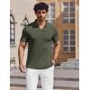 image:imageCOOFANDY Mens Muscle V Neck Polo Shirts Stretch Short Sleeve Golf TShirts Ribbed Knit Soft TeesArmy Green