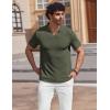 image:imageCOOFANDY Mens Muscle V Neck Polo Shirts Stretch Short Sleeve Golf TShirts Ribbed Knit Soft TeesArmy Green