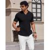 image:imageCOOFANDY Mens Muscle V Neck Polo Shirts Stretch Short Sleeve Golf TShirts Ribbed Knit Soft TeesBlack