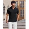 image:imageCOOFANDY Mens Muscle V Neck Polo Shirts Stretch Short Sleeve Golf TShirts Ribbed Knit Soft TeesBlack