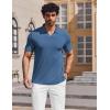 image:imageCOOFANDY Mens Muscle V Neck Polo Shirts Stretch Short Sleeve Golf TShirts Ribbed Knit Soft TeesBlue
