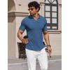 image:imageCOOFANDY Mens Muscle V Neck Polo Shirts Stretch Short Sleeve Golf TShirts Ribbed Knit Soft TeesBlue