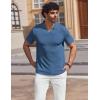 image:imageCOOFANDY Mens Muscle V Neck Polo Shirts Stretch Short Sleeve Golf TShirts Ribbed Knit Soft TeesBlue