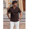 image:imageCOOFANDY Mens Muscle V Neck Polo Shirts Stretch Short Sleeve Golf TShirts Ribbed Knit Soft TeesBrown