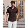 image:imageCOOFANDY Mens Muscle V Neck Polo Shirts Stretch Short Sleeve Golf TShirts Ribbed Knit Soft TeesBrown